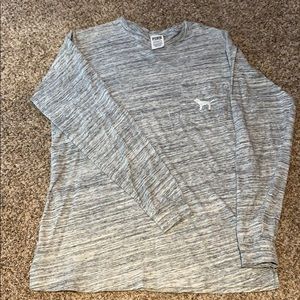 a long sleeve grey PINK tee shirt